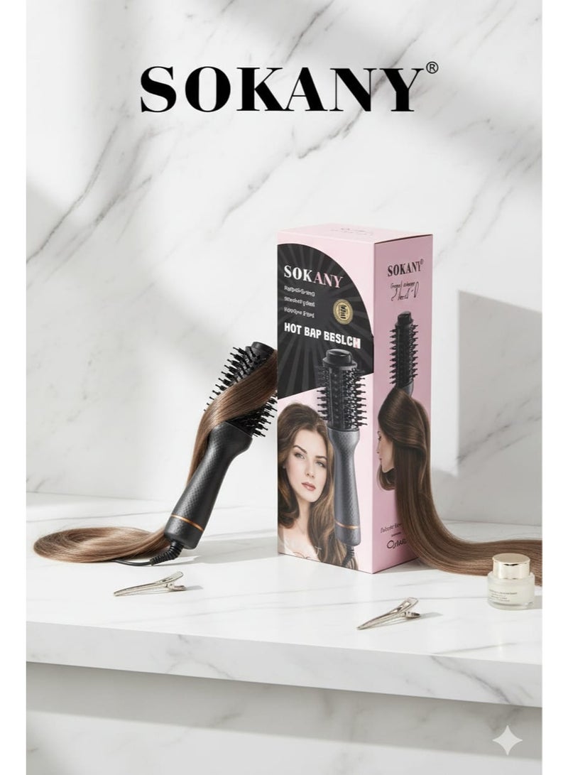 Sokany 1200W Hot Air Styling and Drying Brush. Soft, heat-resistant bristles for detangling without pulling or damage. Suitable for all hair types (fine, curly, and coarse). Includes a premium carrying case (a modern Sokany technology). Model SK15061N - Image 3